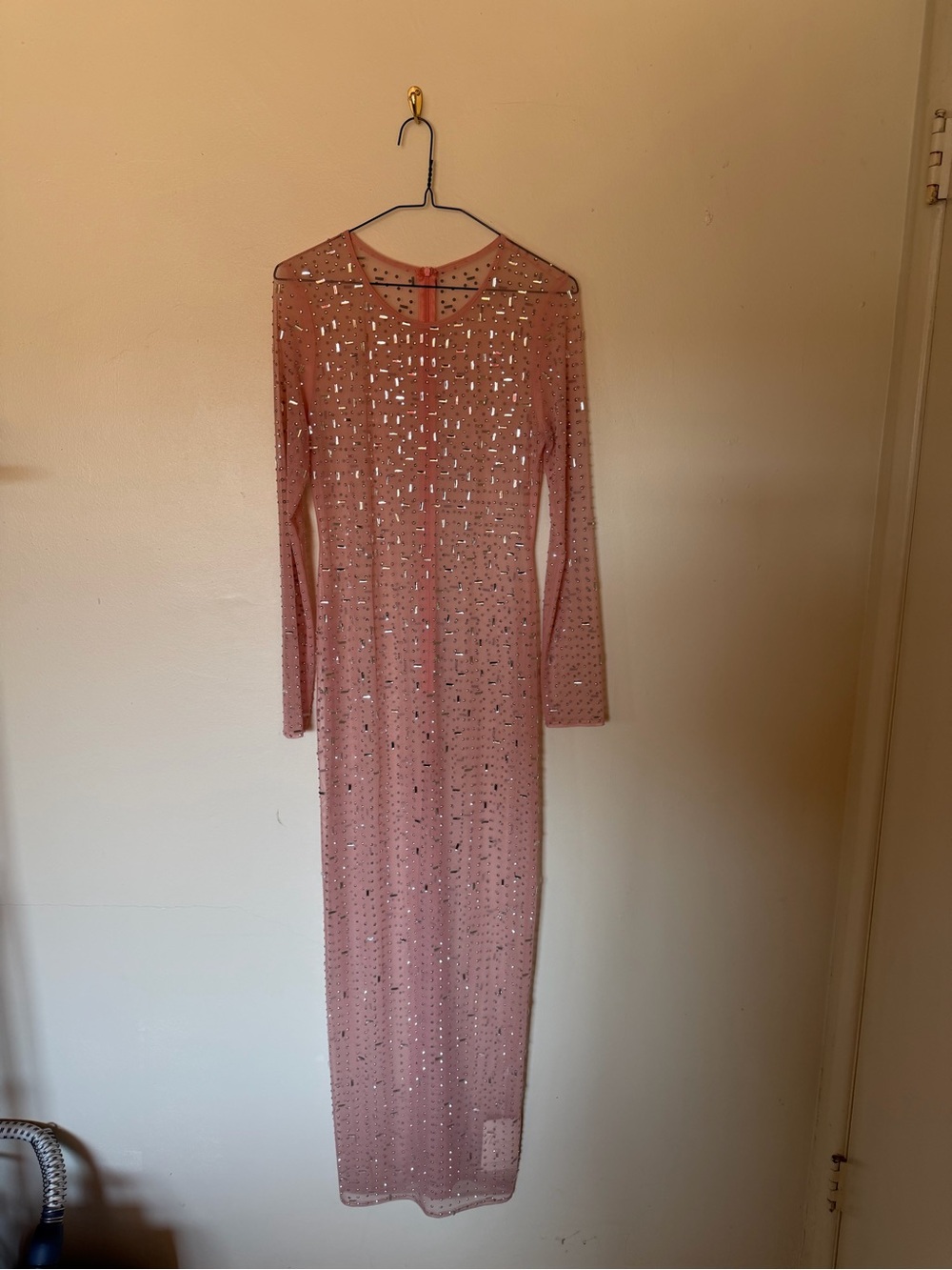 Mew Mews Long Sleeve Pink Sequin Maxi Dress - Womens